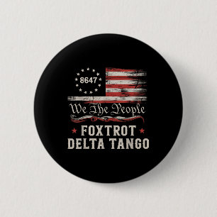 Badge Rond 5 Cm 8647 Foxtrots Deltas Tangos Drapeau Amérique 
