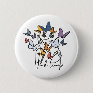 Badge Rond 5 Cm 86 47 T-shirt Floral anti-Trump, Président de l'op