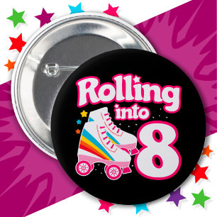 Badge Rond 5 Cm 8 Anniversaire Roller Skate 8 Anniversaire