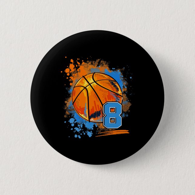 Badge Rond 5 Cm 8 ans 8e anniversaire Bysketbyll (Devant)