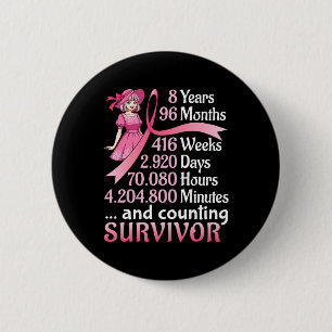 Badge Rond 5 Cm 8 Ans 96 Mois Et Comptage Cancer Du Sein Survi