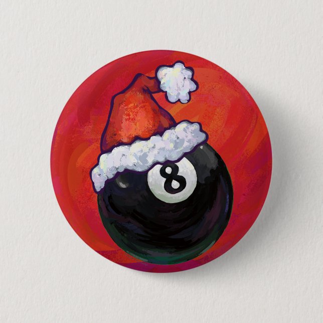 Badge Rond 5 Cm 8 Balle Noël Casquette rouge (Devant)
