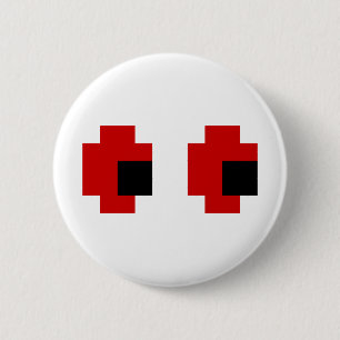 Badge Rond 5 Cm 8 bits Éffrayants yeux rouges