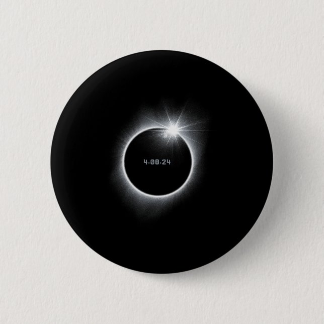 Badge Rond 5 Cm 8 Éclipse solaire totale 2024 (Devant)