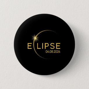 Badge Rond 5 Cm 8 Éclipse solaire totale 2024