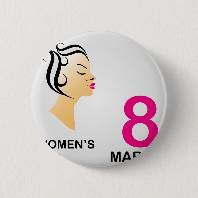 Badge Rond 5 Cm 8 mars le jour des femmes internationales (Devant)