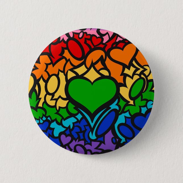 Badge Rond 5 Cm 8 traits de la fiole arc-en-ciel (Devant)
