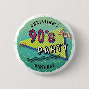 Badge Rond 5 Cm 90's PARTY Theme Pattern Button