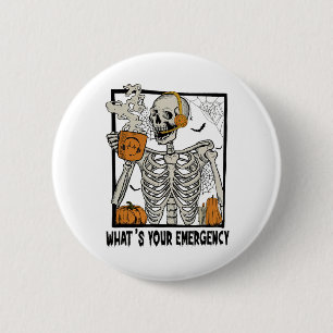 Badge Rond 5 Cm 911 Dispatcher Halloween Squelette Quel Émerge
