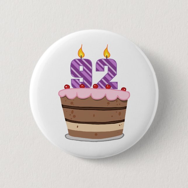 Badge Rond 5 Cm 92 ans sur le gâteau d'anniversaire (Devant)