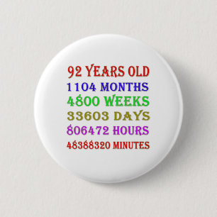 Badge Rond 5 Cm 92e anniversaire Jalons