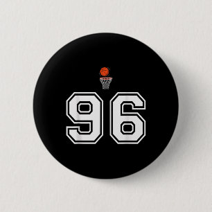 Badge Rond 5 Cm 96 Nombre Style Basketball Blanc Vintage
