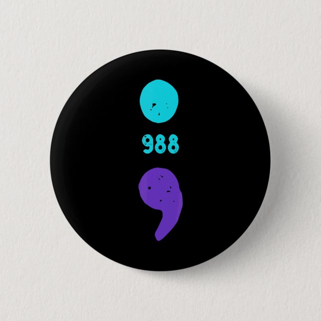 Badge Rond 5 Cm 988 Suicide Prevention 988 Comma  (Devant)