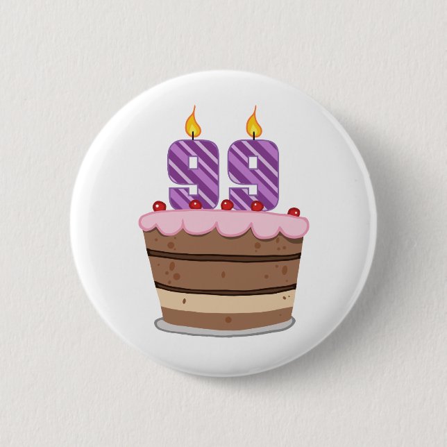 Badge Rond 5 Cm 99 ans sur le gâteau d'anniversaire (Devant)