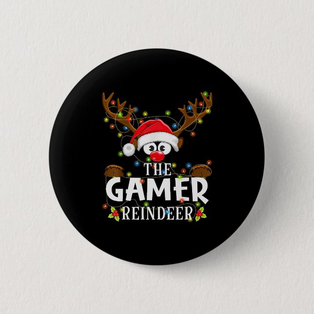 Badge Rond 5 Cm 99 Matching Christmas The Gamer Reindeer Pajama  (Devant)