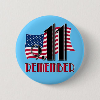 Badge Rond 5 Cm 9/11 RAPPELEZ-VOUS avec des T-shirts de drapeau