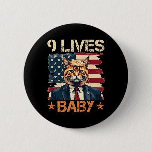 Badge Rond 5 Cm 9 Vies par Trump 2024 Victoire Gagnant Vainqueur T