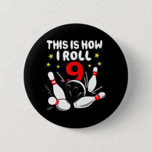Badge Rond 5 Cm 9 Year Old Bowling This
