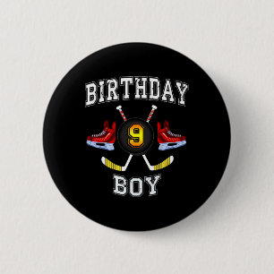 Badge Rond 5 Cm 9e anniversaire garçon - Hockey sur glace enfant d