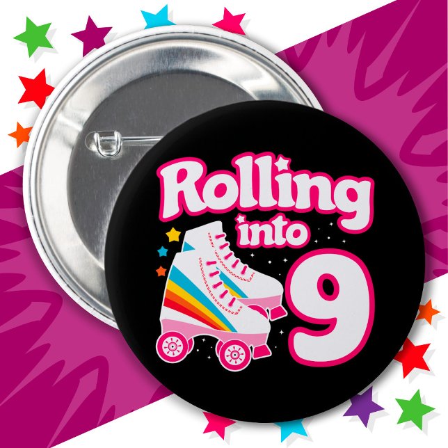Badge Rond 5 Cm 9e anniversaire Roller Skate 9 ans (Créateur téléchargé)