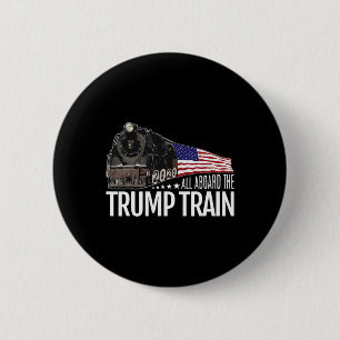 Badge Rond 5 Cm À bord du Trump Train 2020 - Réélection du drapeau