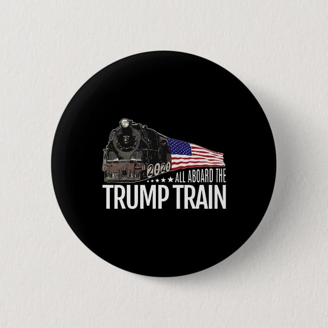 Badge Rond 5 Cm À bord du Trump Train 2020 - Réélection du drapeau (Devant)