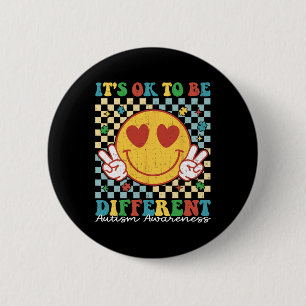Badge Rond 5 Cm À carreaux Il est ok d'être différent Sensibilisat