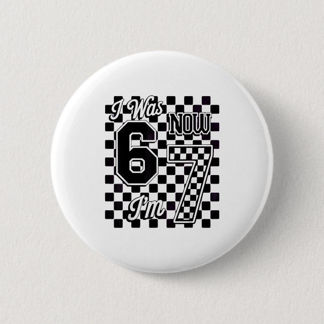 Badge Rond 5 Cm À Carreaux J'avais 6 Ans Maintenant J'ai 7 Ans Ann (Devant)