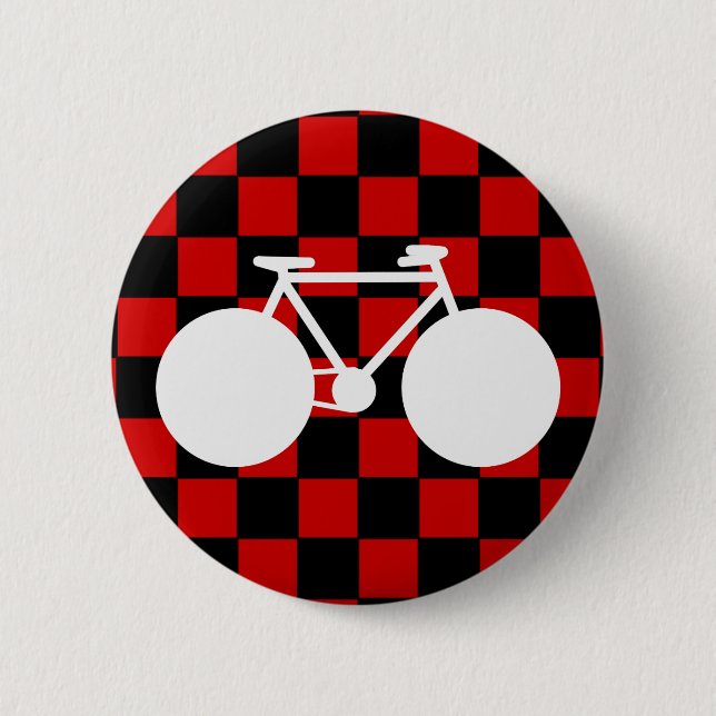 Badge Rond 5 Cm à damiers de vélo blanc (Devant)