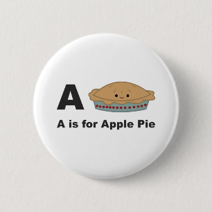 Badge Rond 5 Cm A est pour Tarte aux Pommes