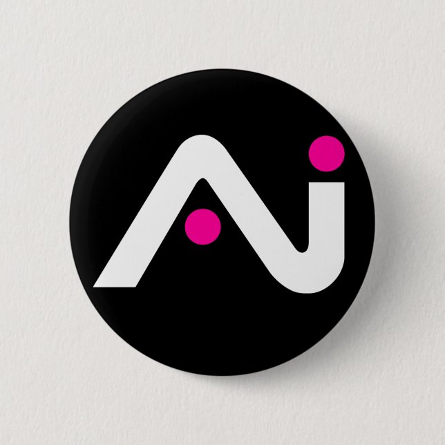Badge Rond 5 Cm A.i. Rétro logo de blanc de bouton (Devant)