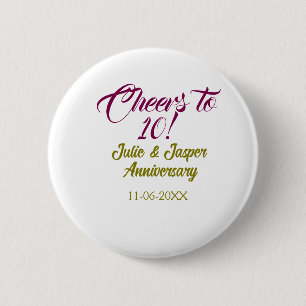 Badge Rond 5 Cm À la 10e anniversaire de mariage mauve or