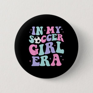 Badge Rond 5 Cm À l'ère de ma fille footballeuse Rétro Groovy Fill