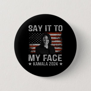 Badge Rond 5 Cm À Mon Visage Kamala Harris Pour Président 2024 1