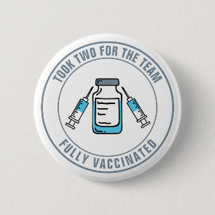Badge Rond 5 Cm A Pris Deux Pour L'Équipe Entièrement Vaccinée Soc