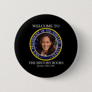 Badge Rond 5 Cm À The History Books Kamala Harris 2021 Usa V.p.