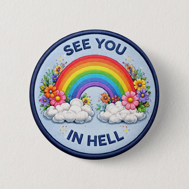Badge Rond 5 Cm À vous revoir en enfer (Devant)