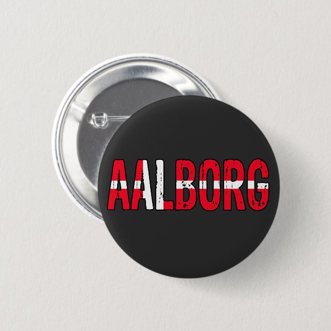 Badge Rond 5 Cm Aalborg, Danemark (Devant & derrière)