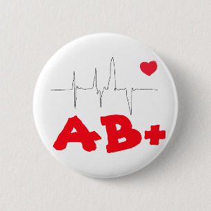 Badge Rond 5 Cm Ab+ Bouton génial de fréquence cardiaque de grou