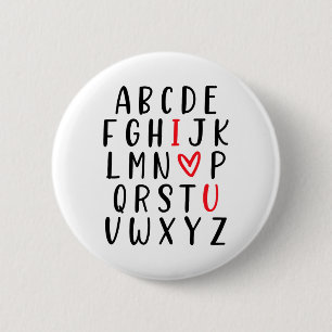 Badge Rond 5 Cm Abc Alphabet I Love You English Enseignant Valenti