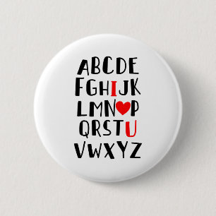 Badge Rond 5 Cm Abcd Je T'Aime Alphabet Hommes Femmes Mignon Drôle