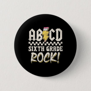 Badge Rond 5 Cm Abcd Sixième année Rock retour à l'école premier j