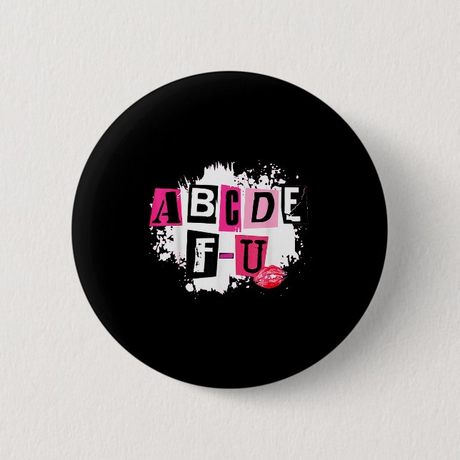 Badge Rond 5 Cm Abcdefu Retro Funny Heart Valentine's Day  (Devant)