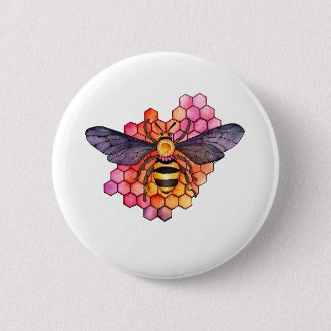 Badge Rond 5 Cm Abeille à miel (Devant)