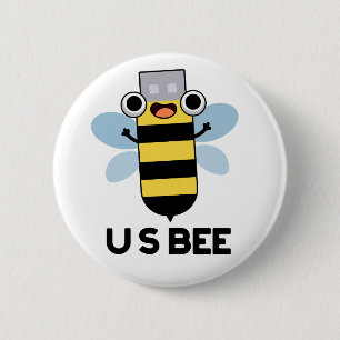 Badge Rond 5 Cm Abeille américaine drôle clé USB jeu de mots techn