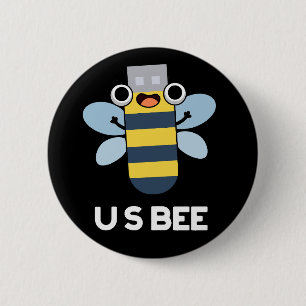 Badge Rond 5 Cm Abeille américaine drôle clé USB jeu de mots techn