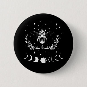 Badge Rond 5 Cm Abeille Croissant Lune Wicca Goth Insect