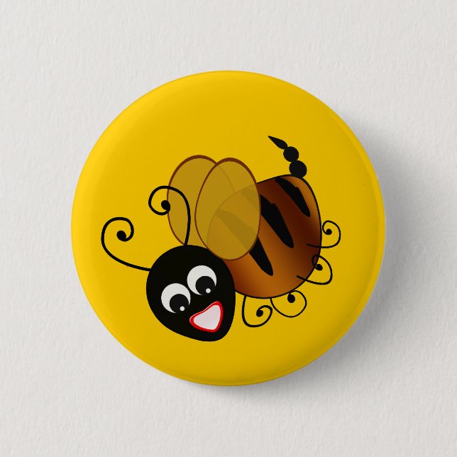 Badge Rond 5 Cm Abeille dans le noir (Devant)