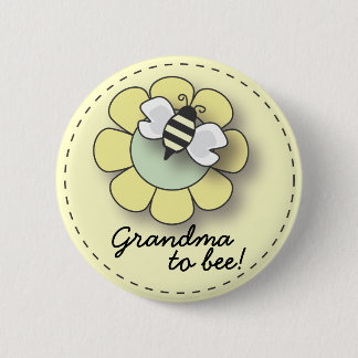 Badge Rond 5 Cm Abeille de bébé dans la grand-maman jaune neutre