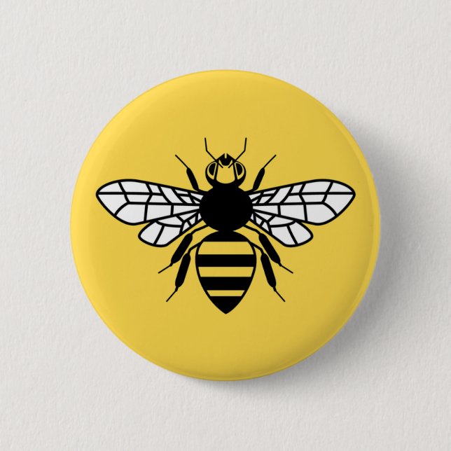 Badge Rond 5 Cm Abeille de Manchester (Devant)
